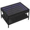 Stolik kawowy z LED Infinity, czarny, 70x50x38 cm