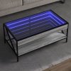 Stolik kawowy z LED Infinity, szary dąb sonoma, 90x50x38 cm