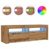 Szafka pod TV z oświetleniem LED, dąb artisan, 120x35x40 cm
