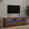 Szafka pod TV z oświetleniem LED, dąb artisan, 120x35x40 cm