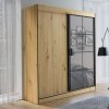 Szafa przesuwna z lustrem ASLO II 180 dąb artisan / czarny