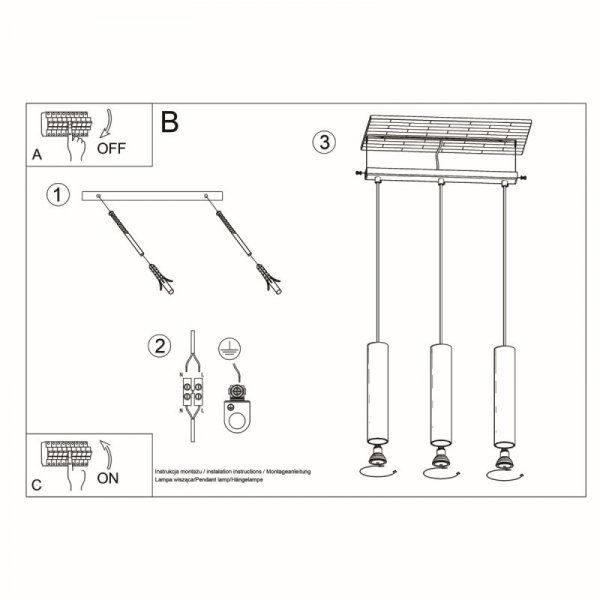 Lampa wisząca LAGOS 3L czarny