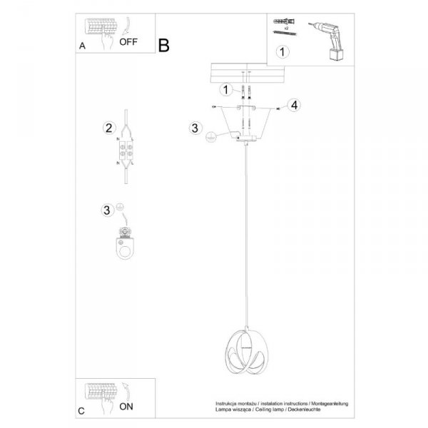 Lampa wisząca TULOS 1 czarna