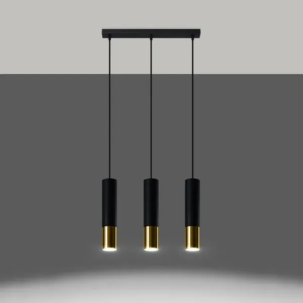 Lampa wisząca LOOPEZ 3L czarny/złoty