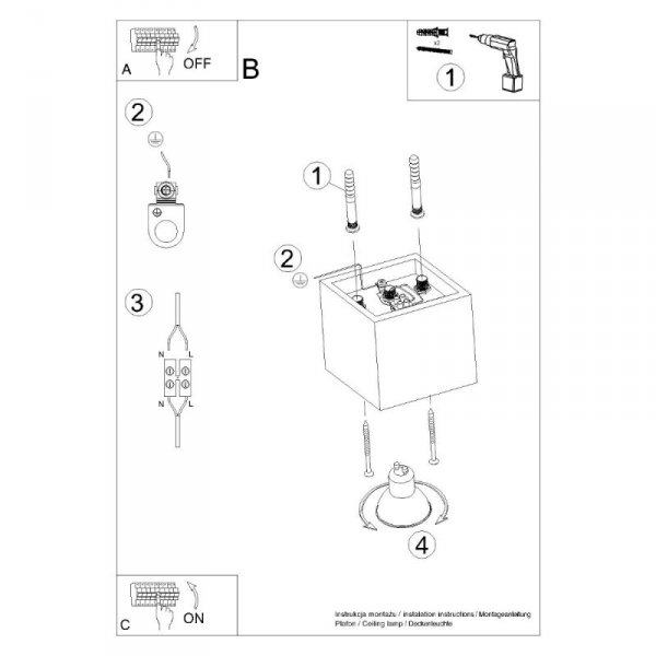 Plafon QUAD 1 szary