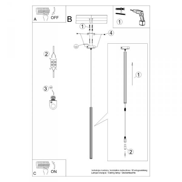 Lampa wisząca ARCHE 1 złota