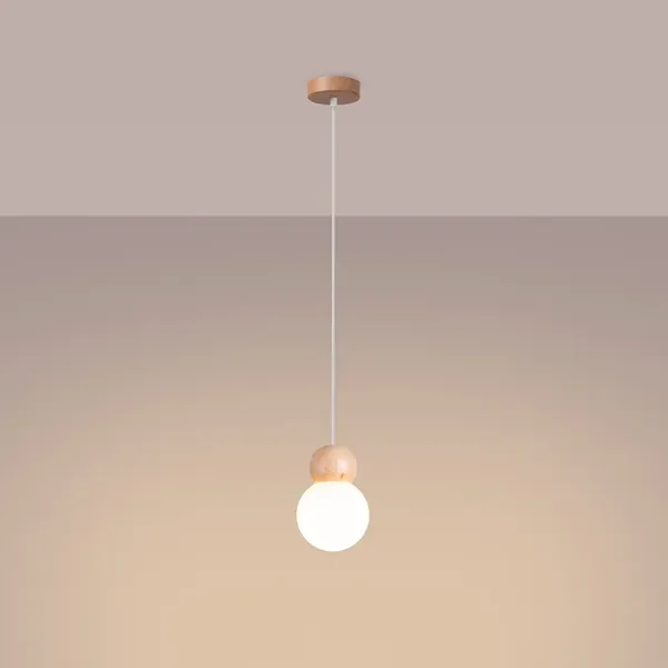 Lampa wisząca PEKKA 1 biała/naturalne drewno