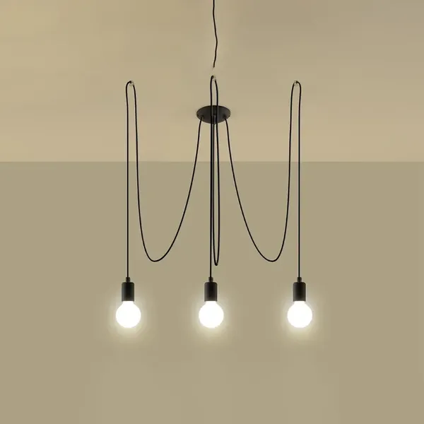 Żyrandol EDISON 3 czarny