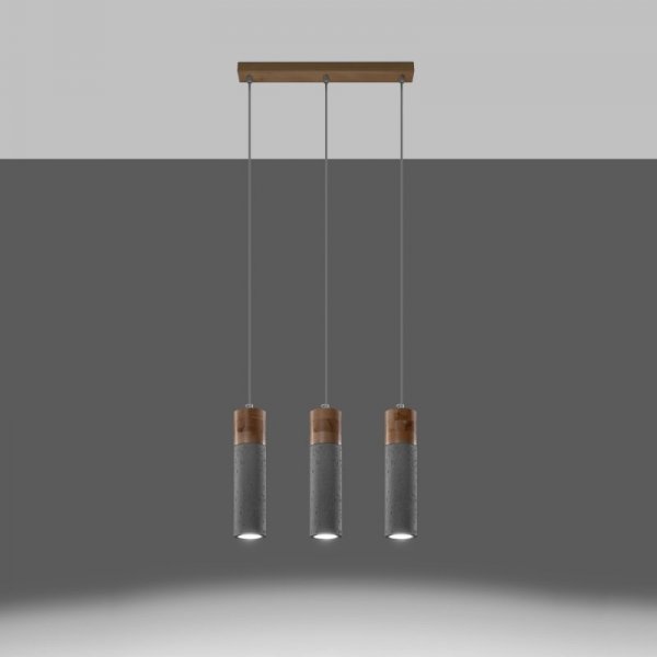 Lampa wisząca ZANE 3 szara