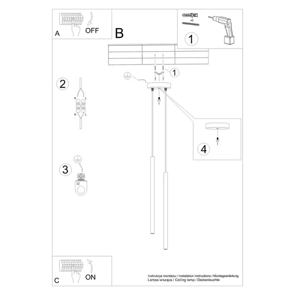 Lampa wisząca PASTELO 2 błękitna