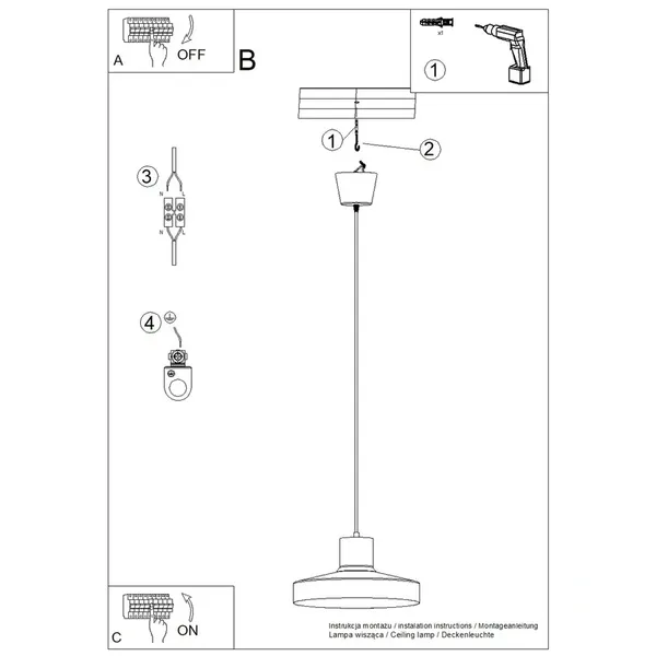 Lampa wisząca BILO żółta