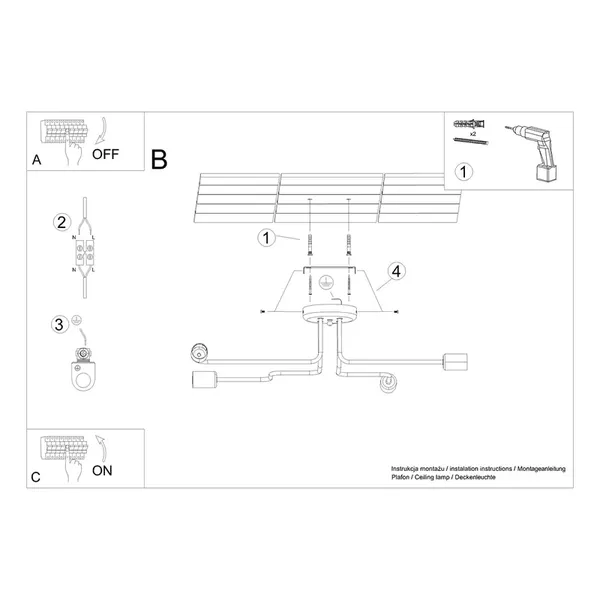 Żyrandol VECTOR 4 biały