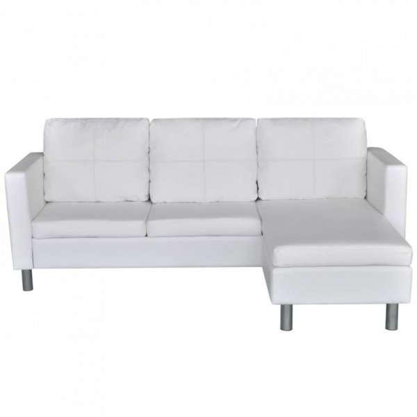Sofa 3-osobowa, skóra syntetyczna, biała