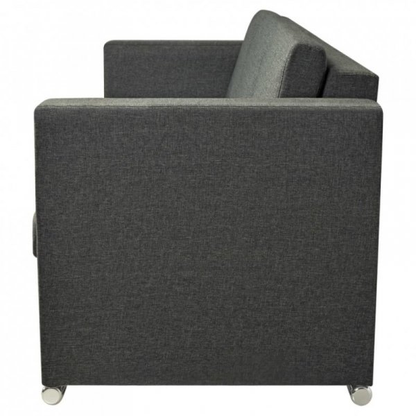 3-osobowa sofa tapicerowana tkaniną, ciemnoszara