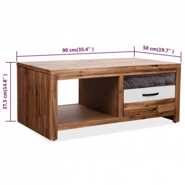 Stolik kawowy z litego drewna akacjowego, 90x50x37,5 cm