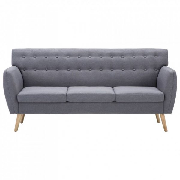 3-osobowa sofa tapicerowana tkaniną, 172x70x82 cm, jasnoszara