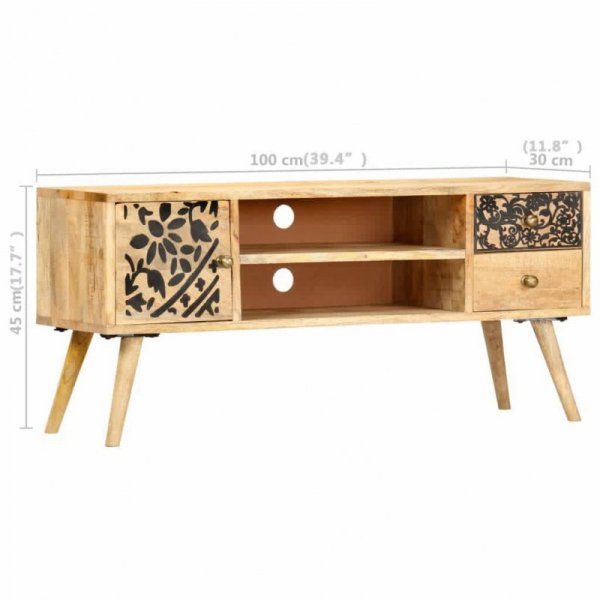 Szafka pod TV, 100x30x45 cm, lite drewno mango