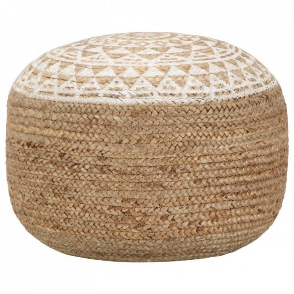 Ręcznie robiony puf, biały, 45 x 30 cm, juta