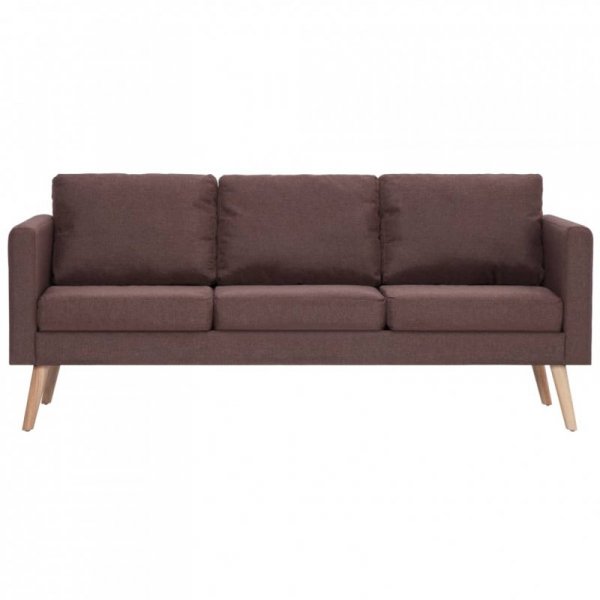 3-osobowa sofa tapicerowana tkaniną, brązowa