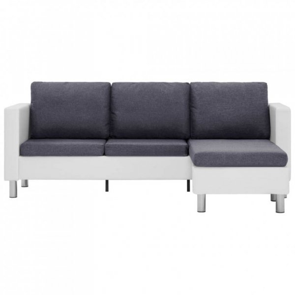 3-osobowa sofa z poduszkami, biała, sztuczna skóra
