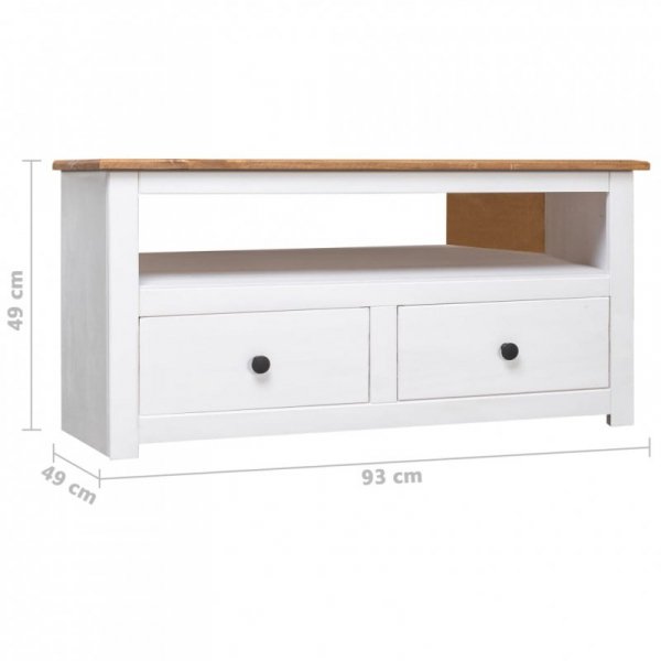Narożna szafka pod TV, biała, 93x49x49 cm, sosna, seria Panama