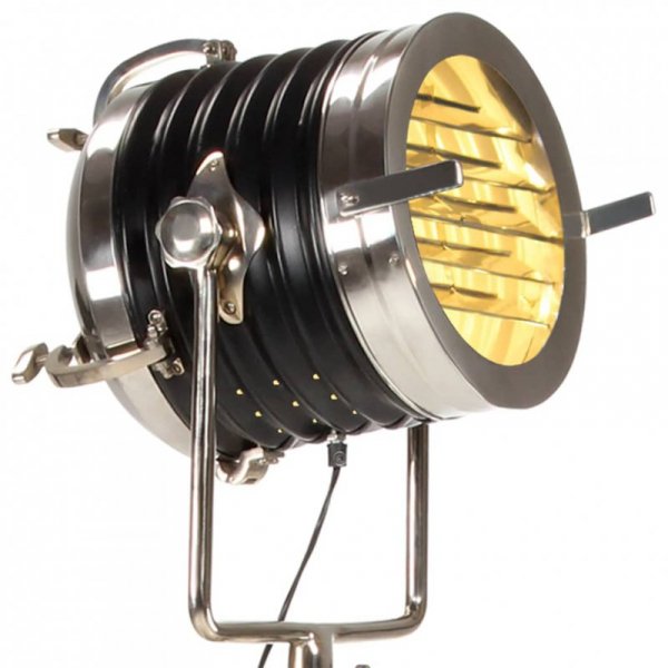 Lampa podłogowa na trójnogu, czarna, lite drewno mango, 171 cm