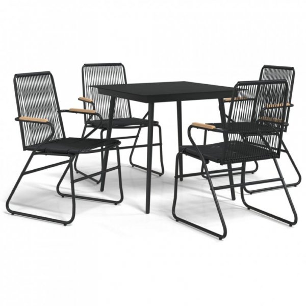 5-częściowy zestaw mebli ogrodowych, czarny, rattan PVC