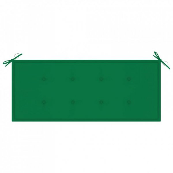 Ławka Batavia z zieloną poduszką, 120 cm, lite drewno tekowe