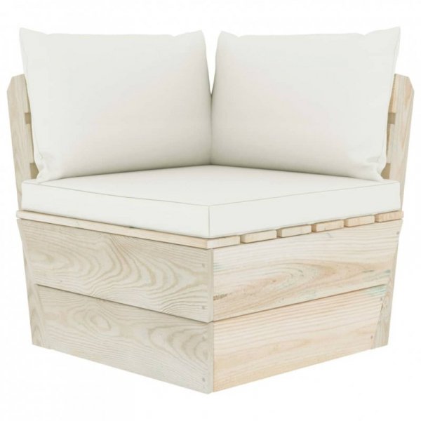 Ogrodowa sofa 2-osobowa z palet, z poduszkami, drewno świerkowe