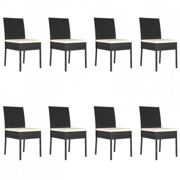 9-cz. zestaw mebli ogrodowych, polirattan, czarny