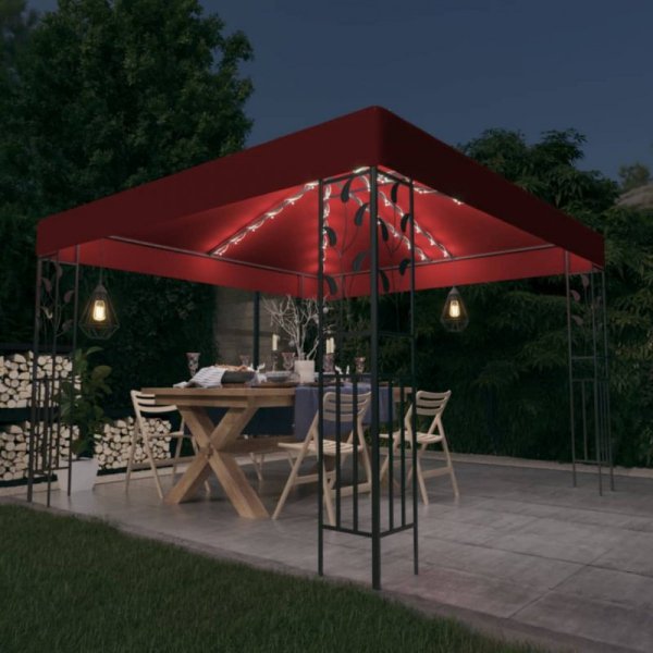 Altana ze sznurem lampek LED, 3x3 m, winna czerwień