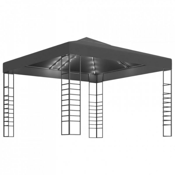 Altana ze sznurem lampek LED, 3x3 m, antracytowa
