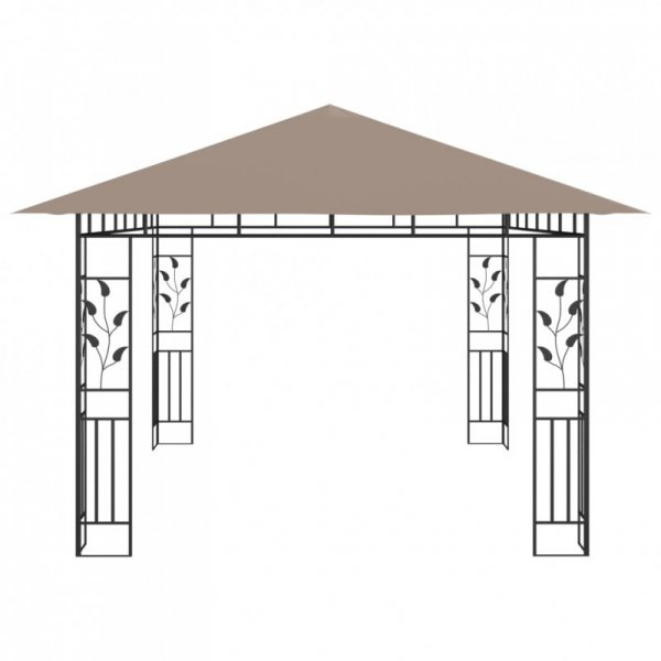 Altana z moskitierą i sznurem lampek LED, 4x3x2,73 cm, taupe