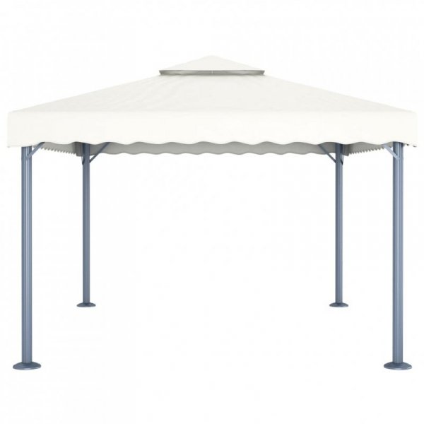 Altana ze sznurem lampek LED, 400x300 cm, kremowa, aluminium