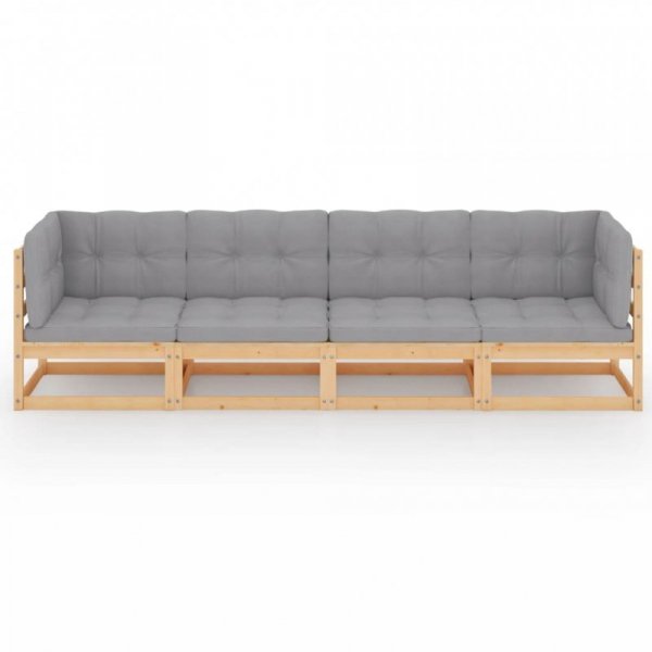 3-osobowa sofa ogrodowa z poduszkami, lite drewno sosnowe