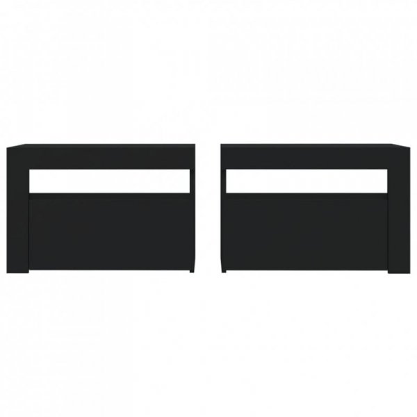 Szafki nocne z LED, 2 szt., czarne, 60x35x40 cm