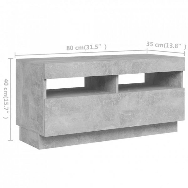 Szafka pod TV z oświetleniem LED, szarość betonu, 260x35x40 cm