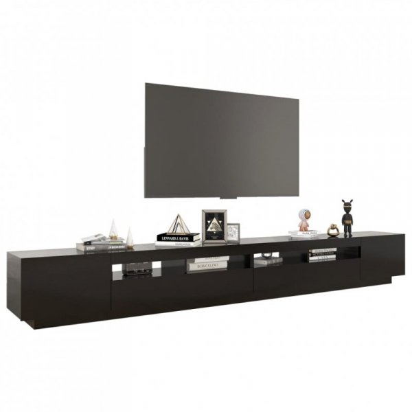 Szafka pod TV z oświetleniem LED, czarna, 300x35x40 cm