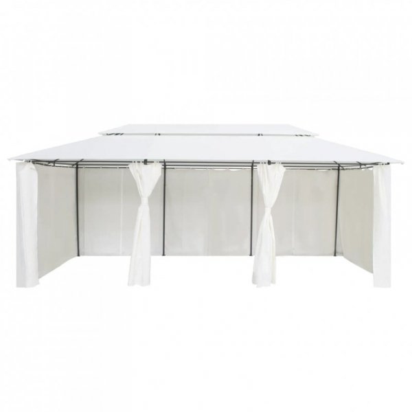 Altana z zasłonami, 600x298x270 cm, biała, 180 g/m²