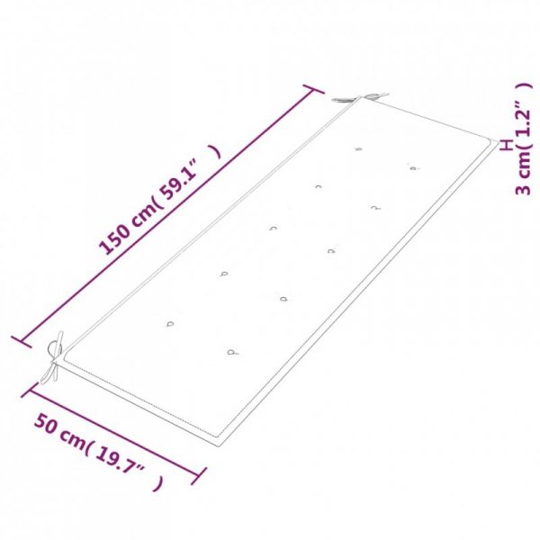 Ławka Batavia z beżową poduszką, 150 cm, lite drewno tekowe