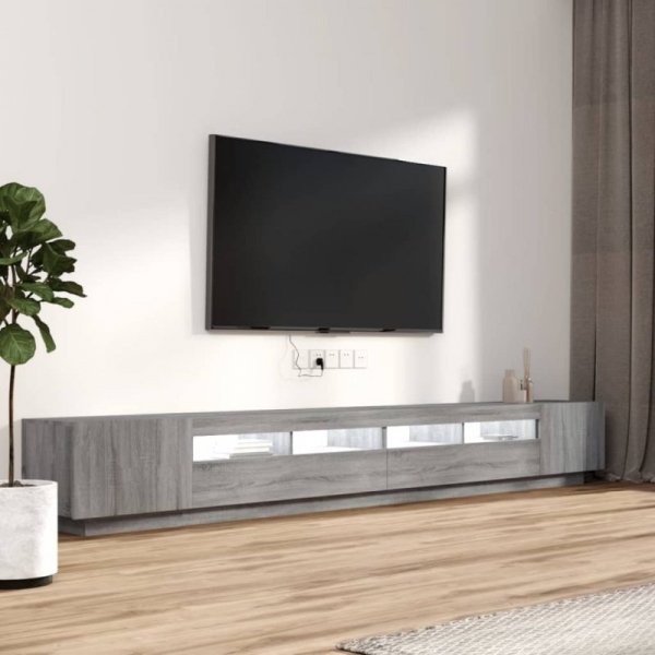 Zestaw 3 szafek TV z oświetleniem LED, szary dąb sonoma