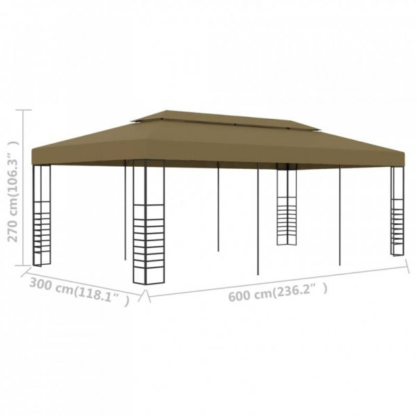 Altana ogrodowa, 6 x 3 x 2,7 m, taupe, 180 g/m²