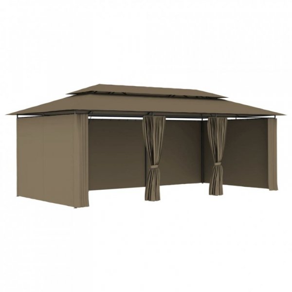 Altana z zasłonami, 600x298x270 cm, kolor taupe, 180 g/m²