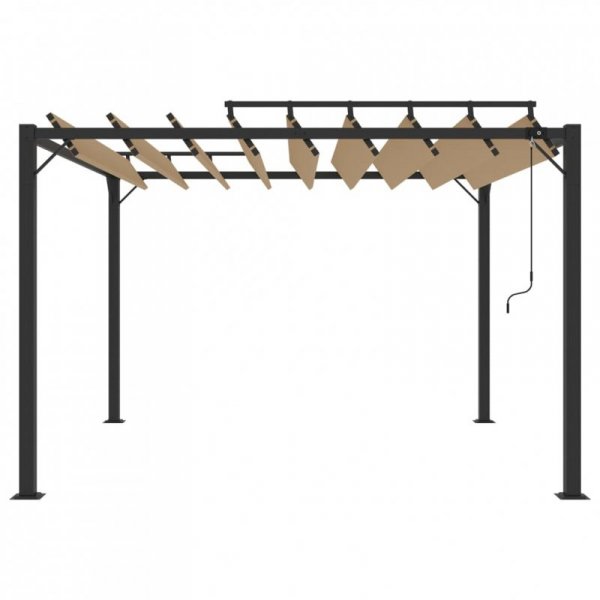 Altana z żaluzjowym dachem 3x3 m, taupe, tkanina i aluminium