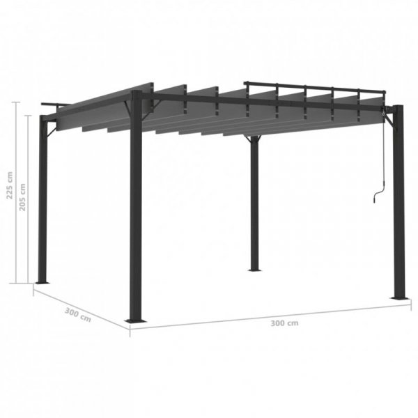 Altana z żaluzjowym dachem 3x3 m, antracyt, tkanina i aluminium