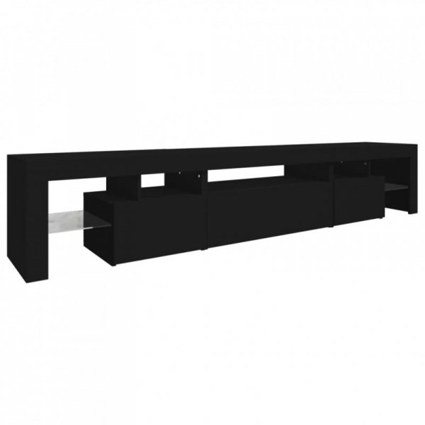 Szafka pod TV z oświetleniem LED, czarna, 215x36,5x40 cm