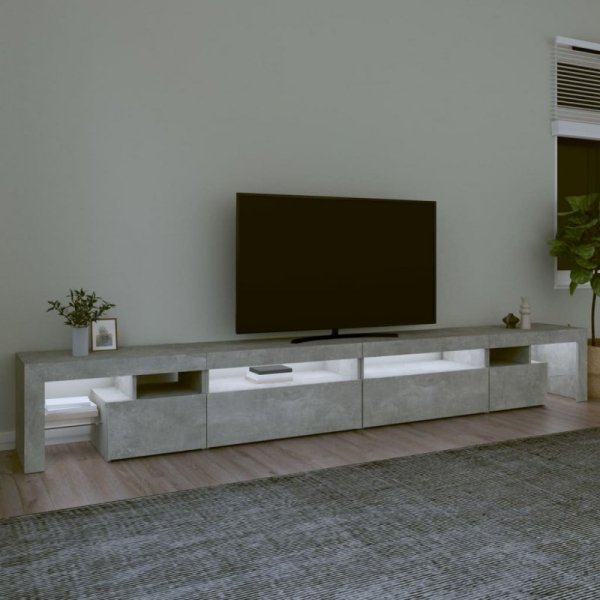 Szafka pod TV z oświetleniem LED, szarość betonu, 290x36,5x40cm
