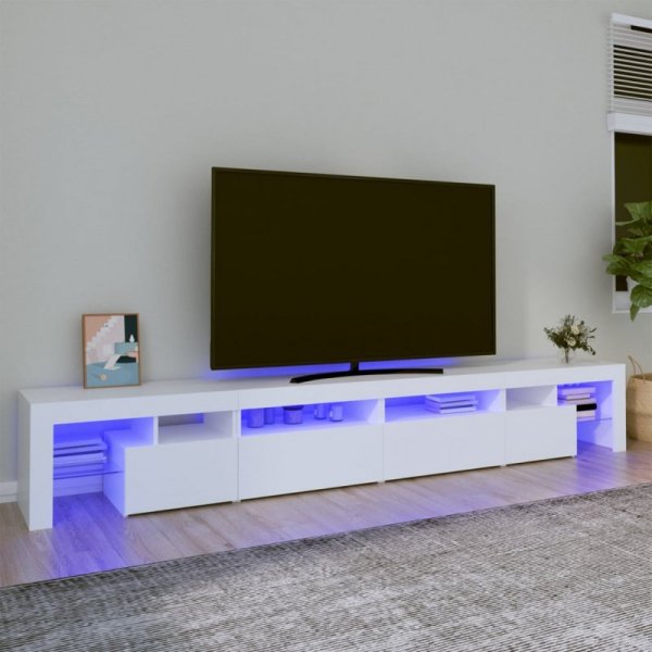 Szafka pod TV z oświetleniem LED, biała, 260x36,5x40 cm