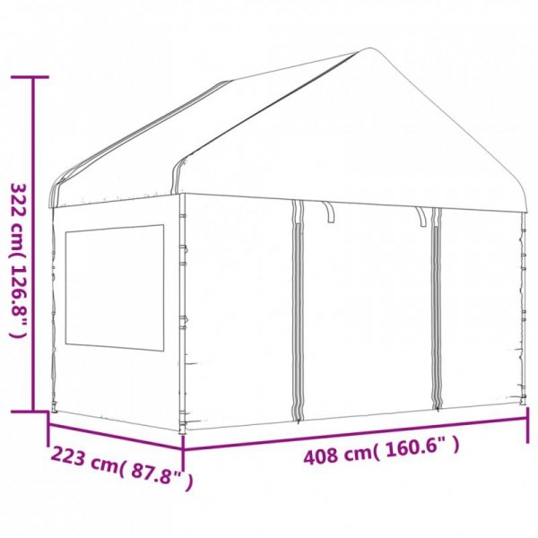 Namiot ogrodowy z dachem, biały, 8,92x4,08x3,22 m, polietylen
