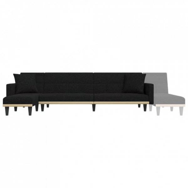 Sofa rozkładana L, czarna, 275x140x70 cm, tkanina